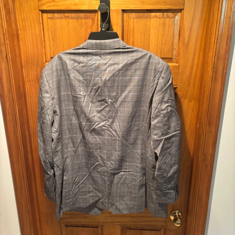 Peter Millar Men's Wool Suit Jacket Blazer Gray Blue Plaid Size 50R - Picture 4 of 7